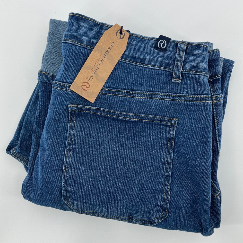 Our Republic For All Womens Blue Straight Leg Cuffed Jeans P11304MC Size 16 NWT